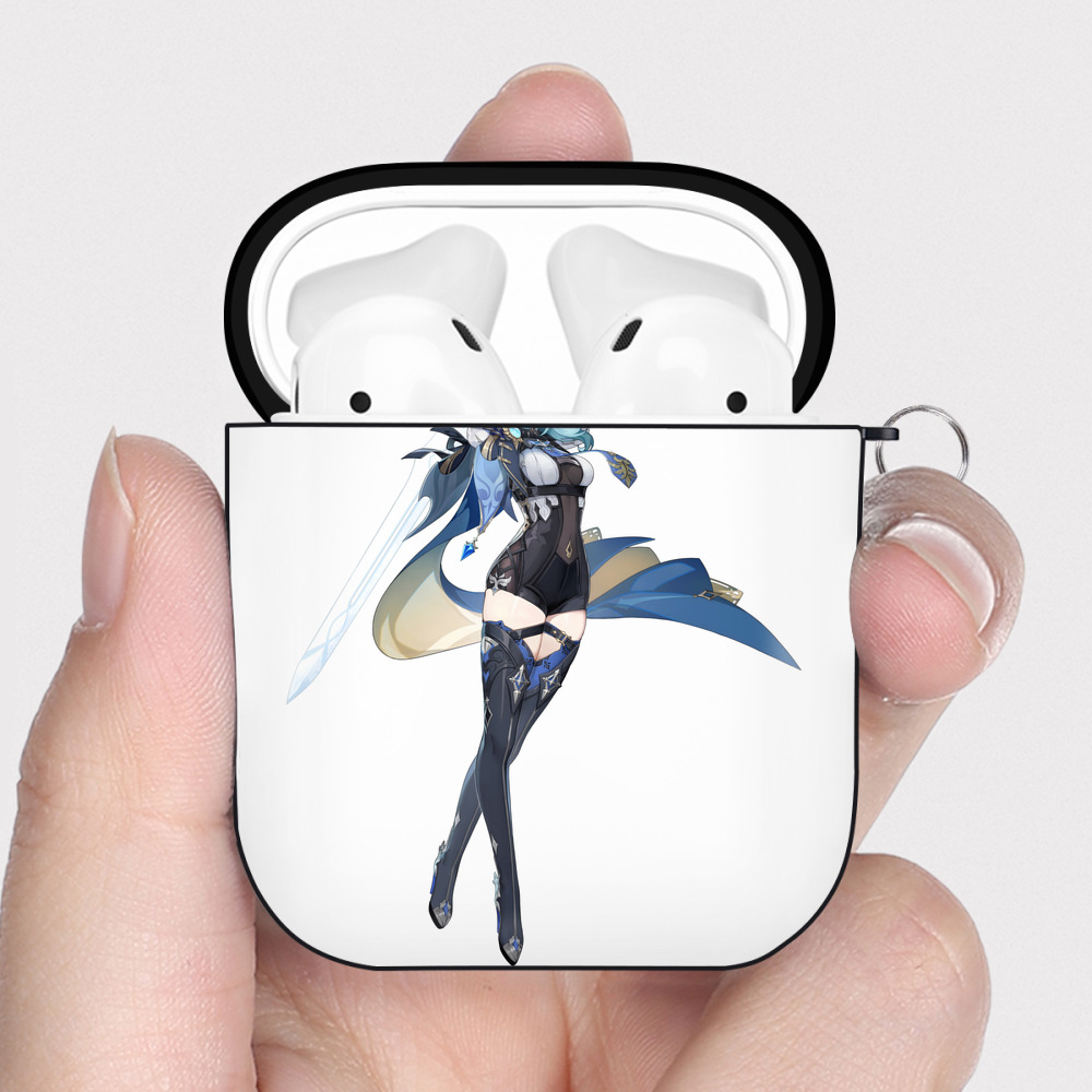 げんし神 优菈 ゆうら genshin Yūra AirPods 第2世代保護ケース ハードシェル ブラック 耐衝撃・防指紋・カラビナ付き