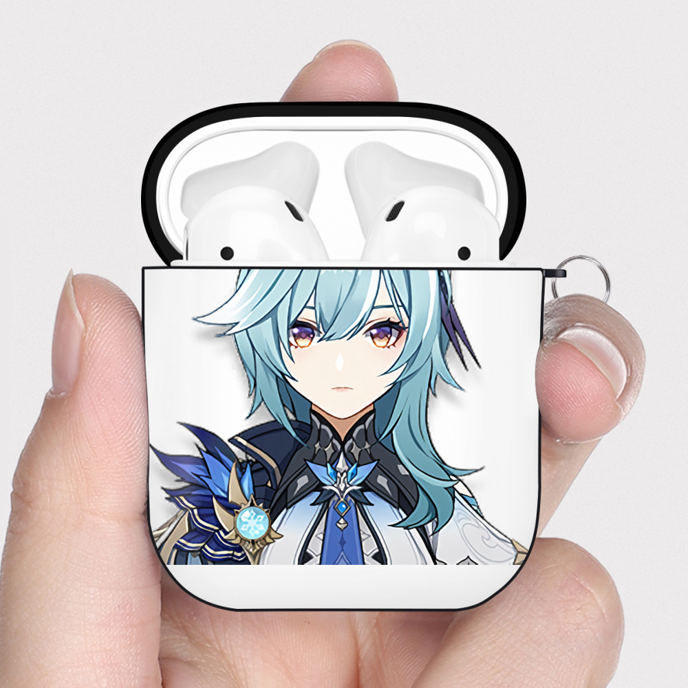 げんし神 优菈 ゆうら genshin Yūra AirPods 第2世代保護ケース ハードシェル ブラック 耐衝撃・防指紋・カラビナ付き
