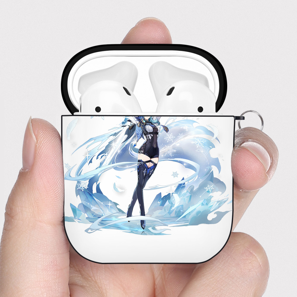 げんし神 优菈 ゆうら genshin Yūra AirPods 第2世代保護ケース ハードシェル ブラック 耐衝撃・防指紋・カラビナ付き