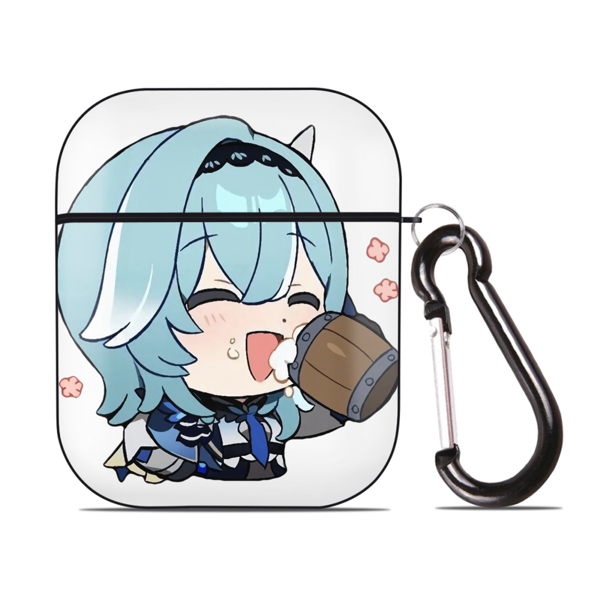 げんし神 优菈 ゆうら genshin Yūra AirPods 第2世代保護ケース ハードシェル ブラック 耐衝撃・防指紋・カラビナ付き