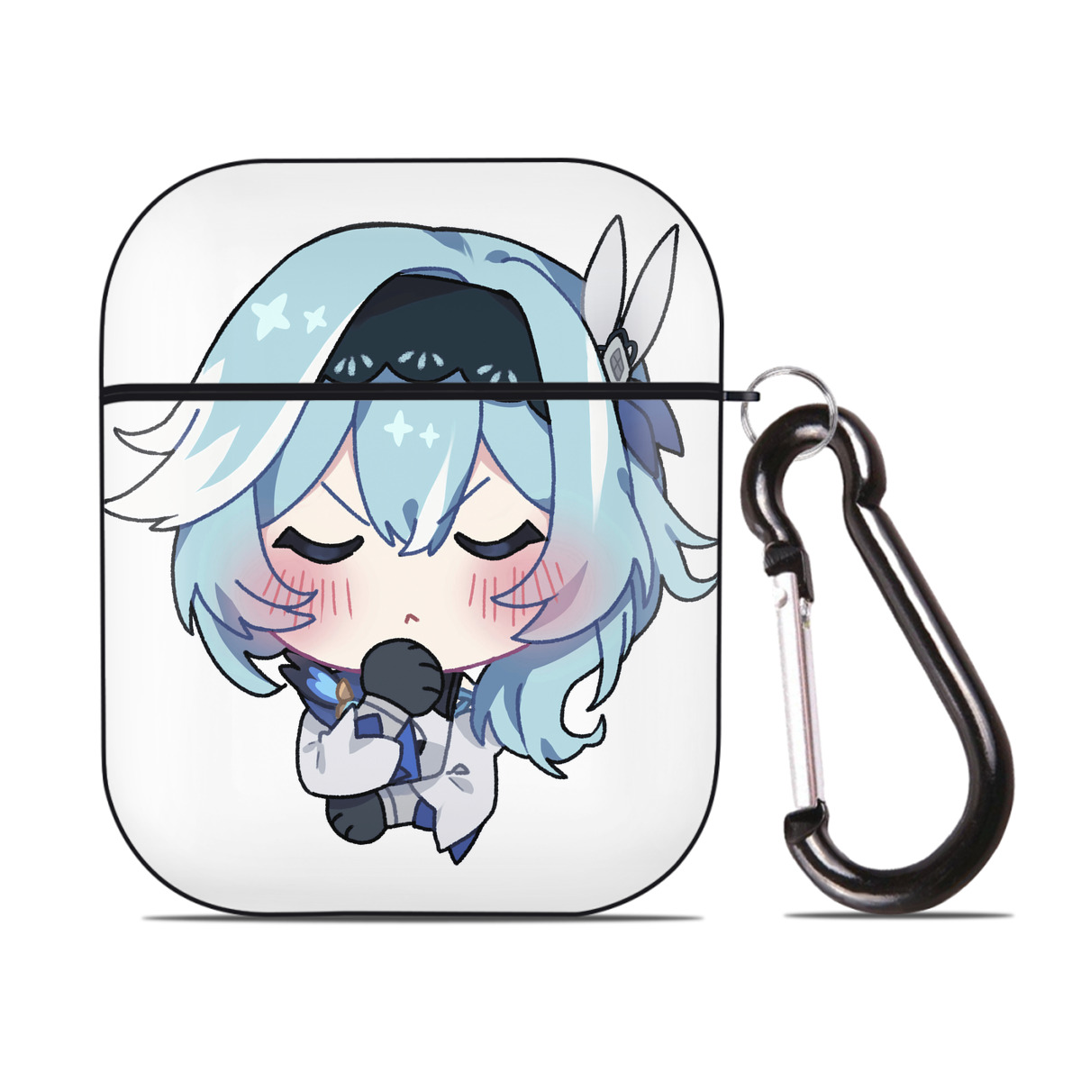 げんし神 优菈 ゆうら genshin Yūra AirPods 第2世代保護ケース ハードシェル ブラック 耐衝撃・防指紋・カラビナ付き