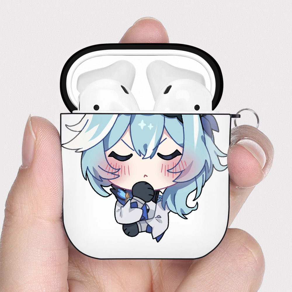 げんし神 优菈 ゆうら genshin Yūra AirPods 第2世代保護ケース ハードシェル ブラック 耐衝撃・防指紋・カラビナ付き