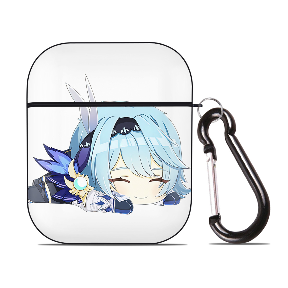 げんし神 优菈 ゆうら genshin Yūra AirPods 第2世代保護ケース ハードシェル ブラック 耐衝撃・防指紋・カラビナ付き