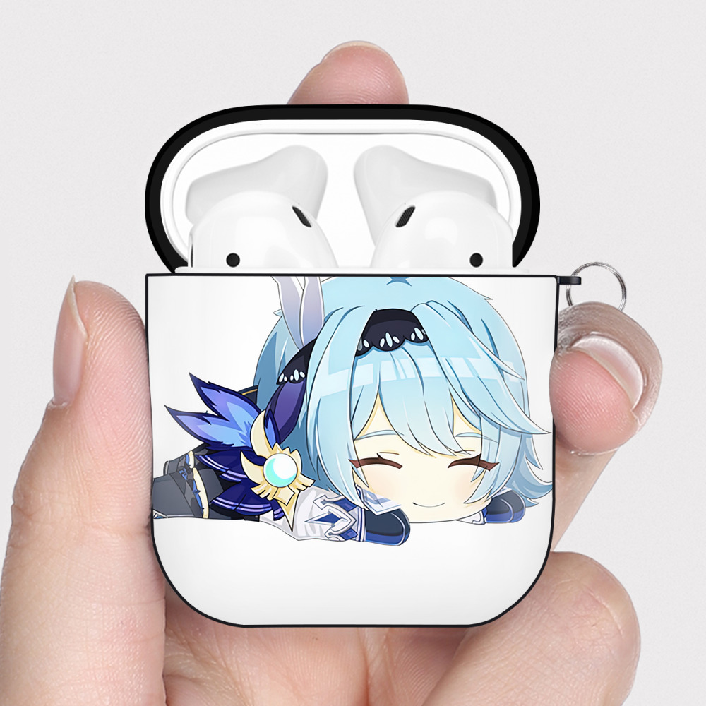 げんし神 优菈 ゆうら genshin Yūra AirPods 第2世代保護ケース ハードシェル ブラック 耐衝撃・防指紋・カラビナ付き