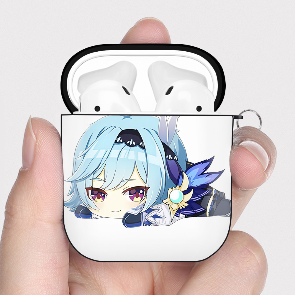 げんし神 优菈 ゆうら genshin Yūra AirPods 第2世代保護ケース ハードシェル ブラック 耐衝撃・防指紋・カラビナ付き