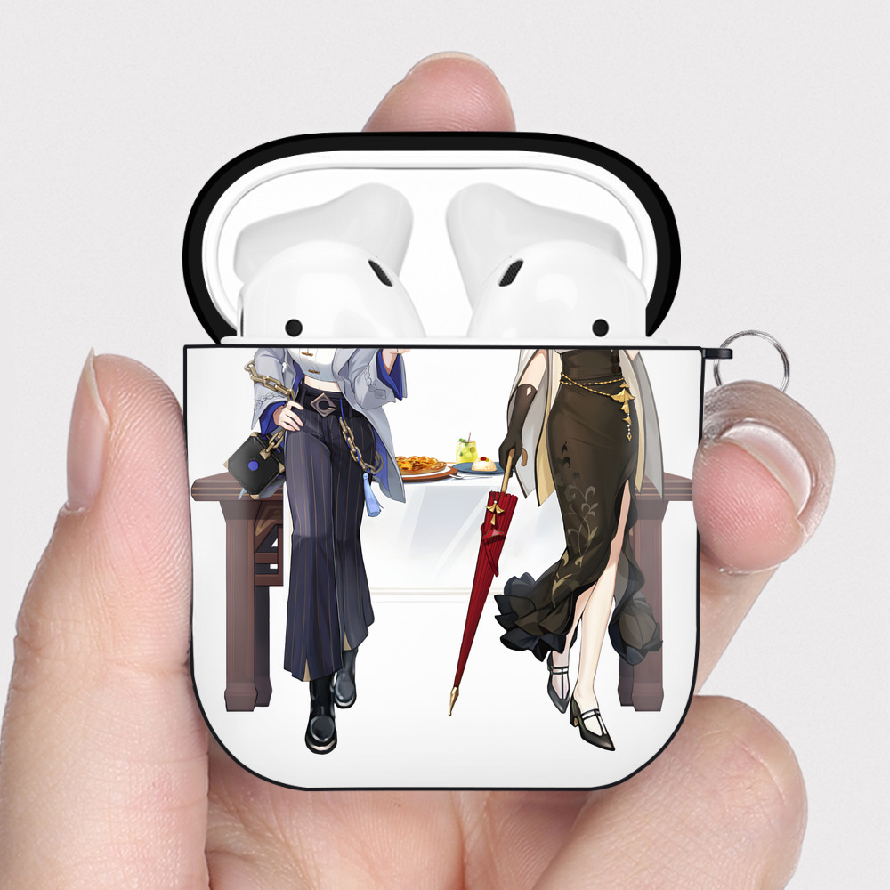 げんし神 夜兰 やらん genshin Yaran AirPods 第2世代保護ケース ハードシェル ブラック 耐衝撃・防指紋・カラビナ付き