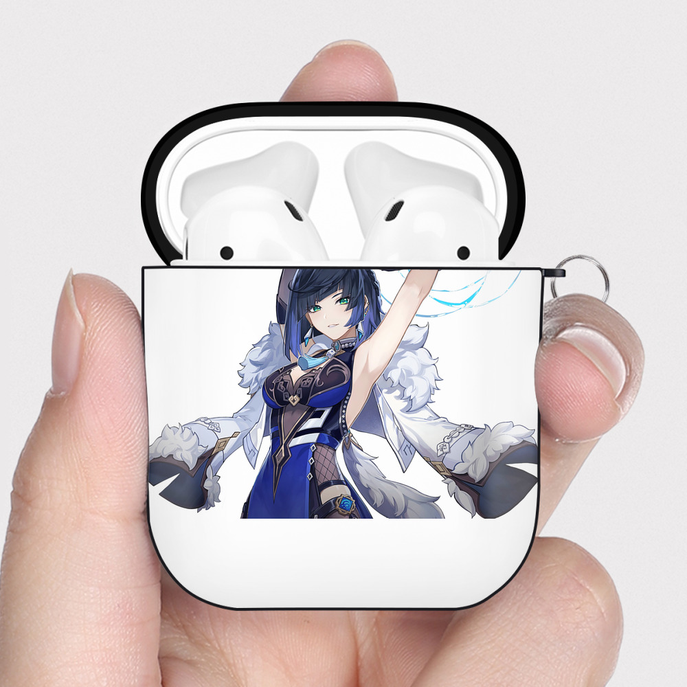 げんし神 夜兰 やらん genshin Yaran AirPods 第2世代保護ケース ハードシェル ブラック 耐衝撃・防指紋・カラビナ付き