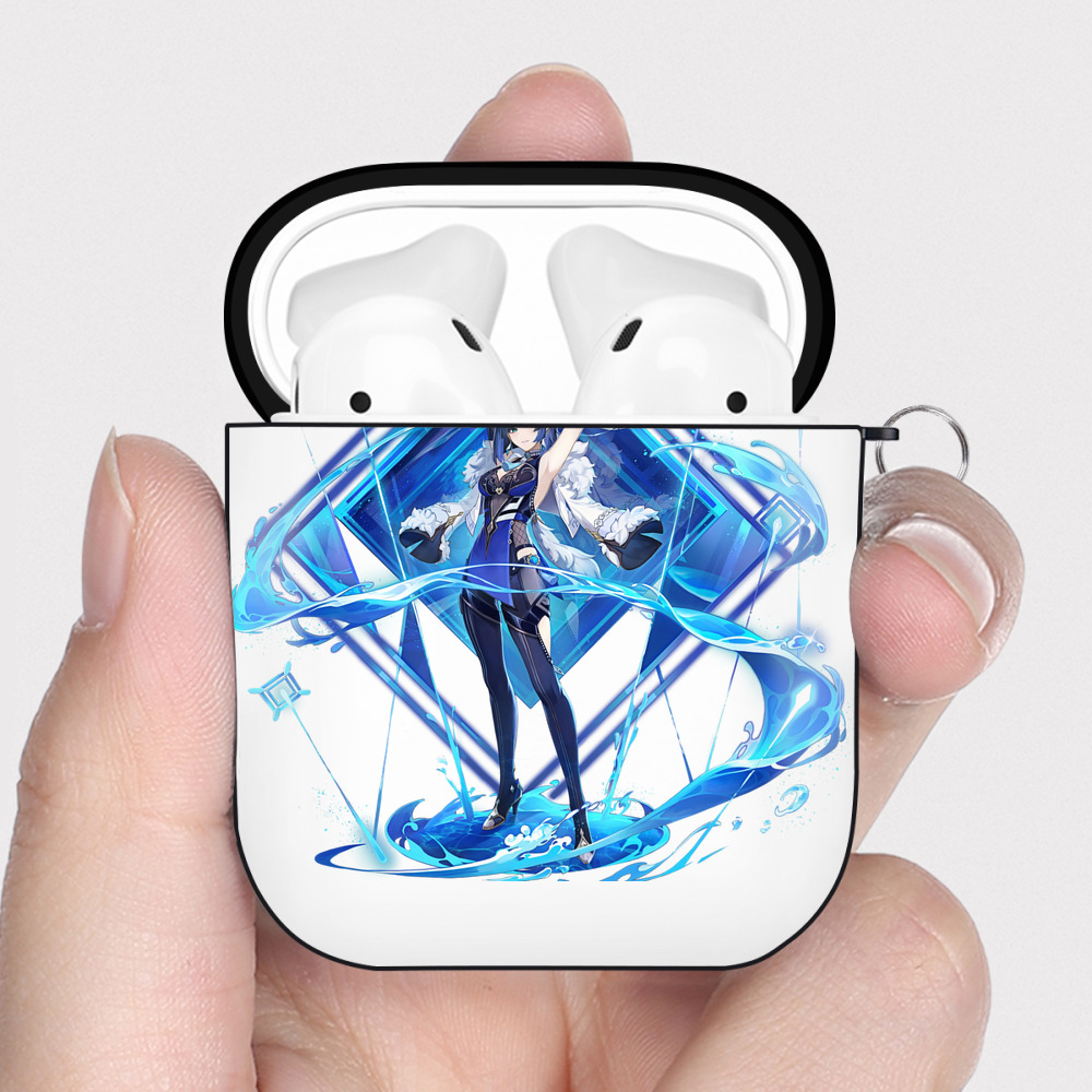 げんし神 夜兰 やらん genshin Yaran AirPods 第2世代保護ケース ハードシェル ブラック 耐衝撃・防指紋・カラビナ付き