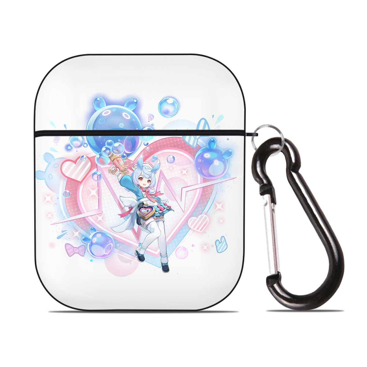 げんし神 シゲウィン genshin Shigewin AirPods 第2世代保護ケース ハードシェル ブラック 耐衝撃・防指紋・カラビナ付き