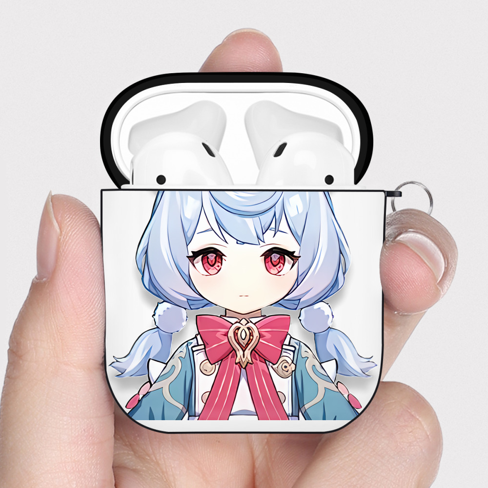 げんし神 シゲウィン genshin Shigewin AirPods 第2世代保護ケース ハードシェル ブラック 耐衝撃・防指紋・カラビナ付き