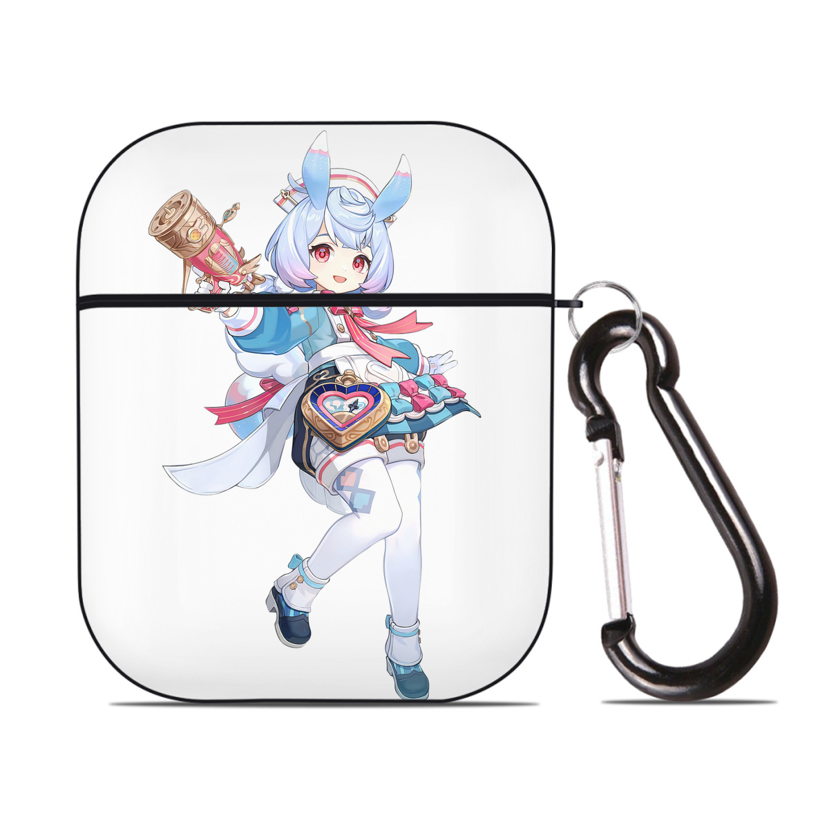 げんし神 シゲウィン genshin Shigewin AirPods 第2世代保護ケース ハードシェル ブラック 耐衝撃・防指紋・カラビナ付き