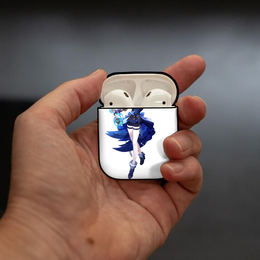 げんし神 フリーナ genshin Furina AirPods 第2世代保護ケース ハードシェル ブラック 耐衝撃・防指紋・カラビナ付き