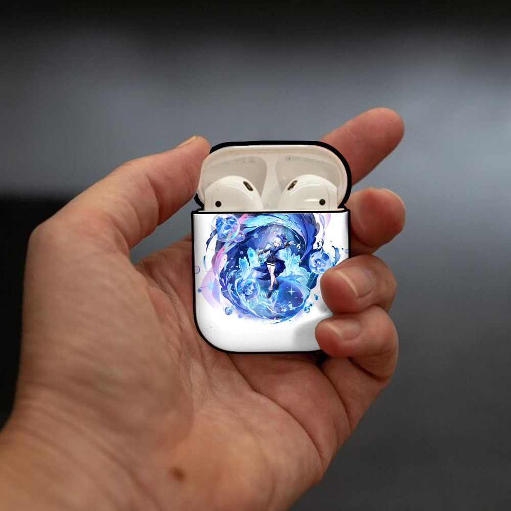 げんし神 フリーナ genshin Furina AirPods 第2世代保護ケース ハードシェル ブラック 耐衝撃・防指紋・カラビナ付き