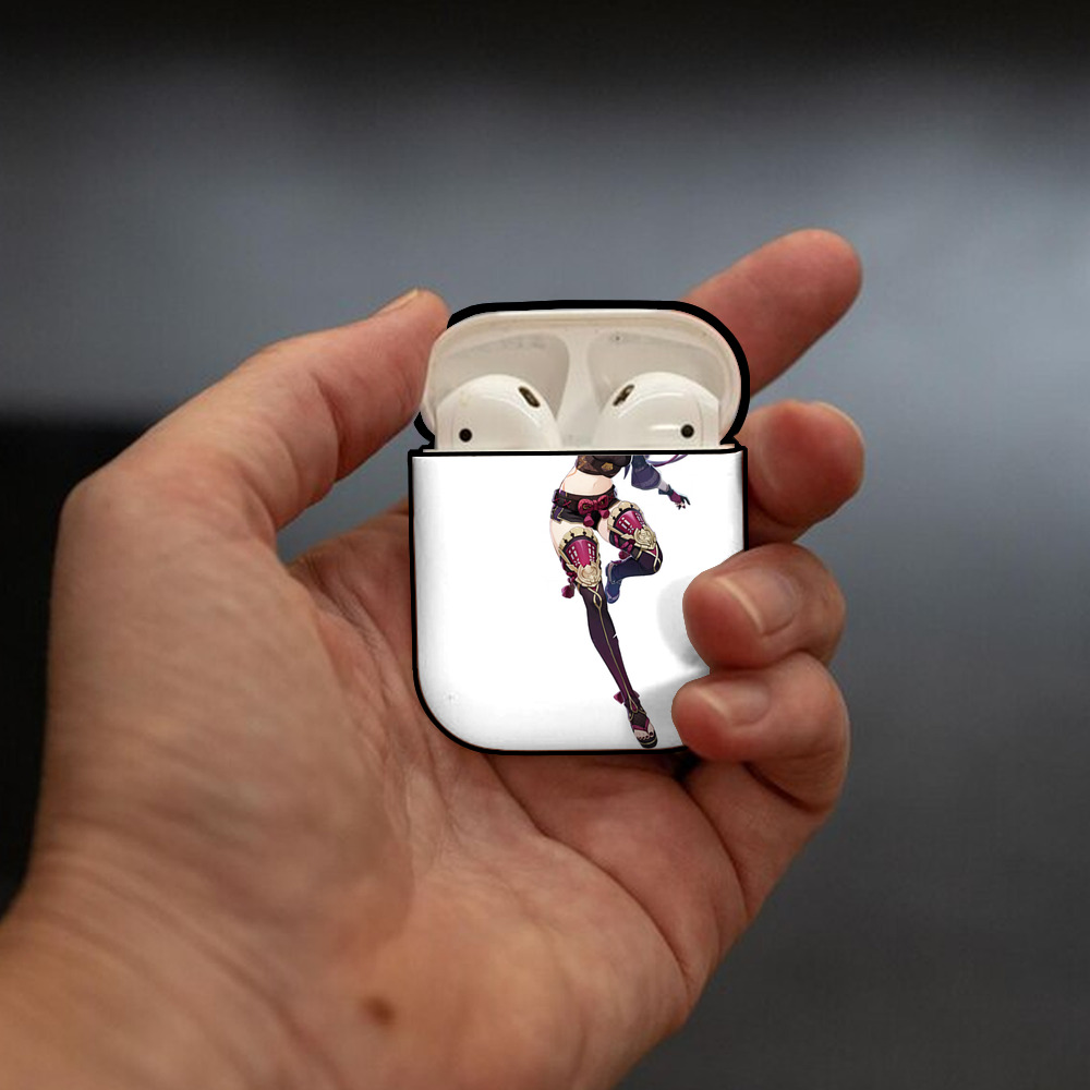 げんし神  久岐忍 くき しのぶ genshin Kuki Shinobu AirPods 第2世代保護ケース ハードシェル ブラック 耐衝撃・防指紋・カラビナ付き