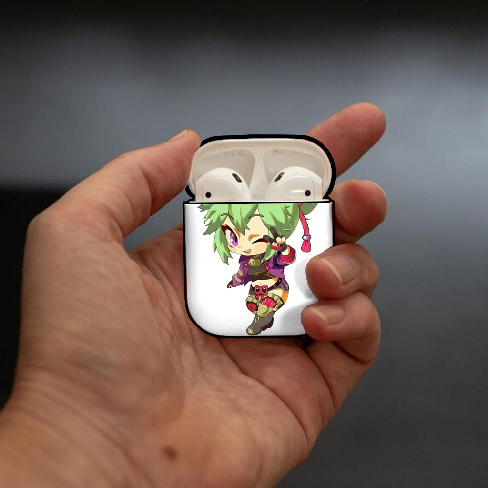 げんし神  久岐忍 くき しのぶ genshin Kuki Shinobu AirPods 第2世代保護ケース ハードシェル ブラック 耐衝撃・防指紋・カラビナ付き