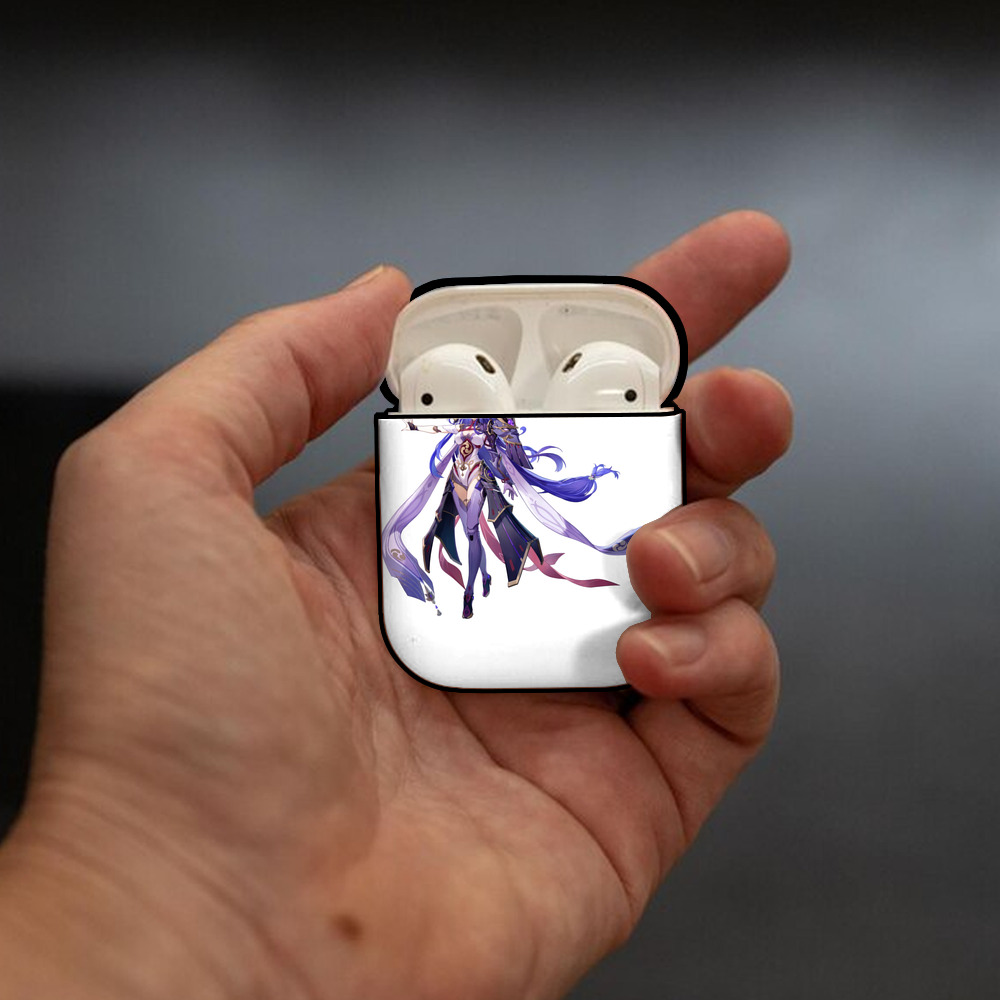 げんし神 雷電将軍 らいでんしょうぐん genshin Raiden Shogun AirPods 第2世代保護ケース ハードシェル ブラック 耐衝撃・防指紋・カラビナ付き