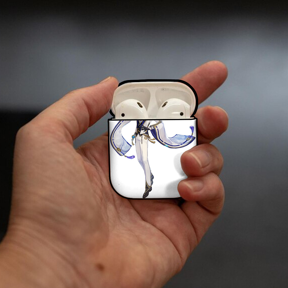 げんし神 神里綾人 かみさとあやと genshin Kamisato Ayato AirPods 第2世代保護ケース ハードシェル ブラック 耐衝撃・防指紋・カラビナ付き
