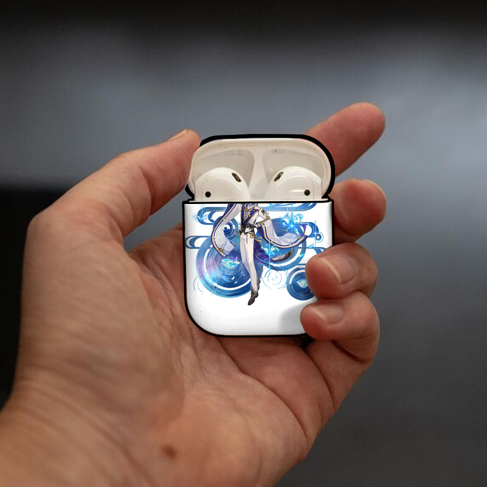 げんし神 神里綾人 かみさとあやと genshin Kamisato Ayato AirPods 第2世代保護ケース ハードシェル ブラック 耐衝撃・防指紋・カラビナ付き
