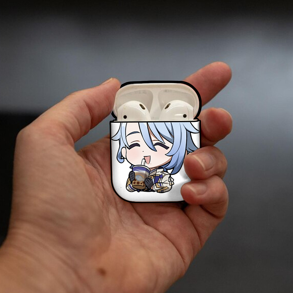 げんし神 神里綾人 かみさとあやと genshin Kamisato Ayato AirPods 第2世代保護ケース ハードシェル ブラック 耐衝撃・防指紋・カラビナ付き