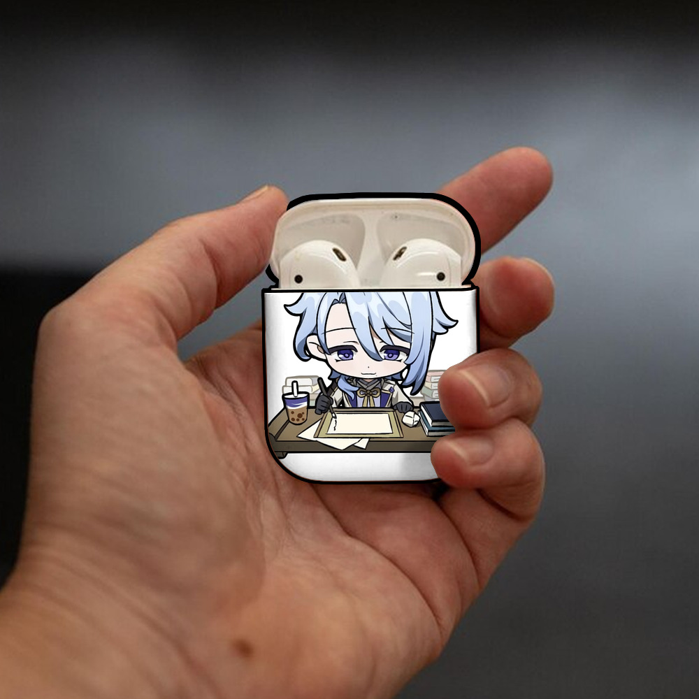 げんし神 神里綾人 かみさとあやと genshin Kamisato Ayato AirPods 第2世代保護ケース ハードシェル ブラック 耐衝撃・防指紋・カラビナ付き