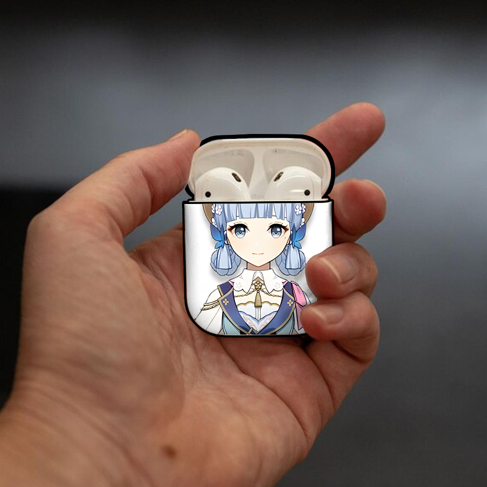 げんし神 神里綾華 神宮寺レン genshin Kamimiya Ren AirPods 第2世代保護ケース ハードシェル ブラック 耐衝撃・防指紋・カラビナ付き