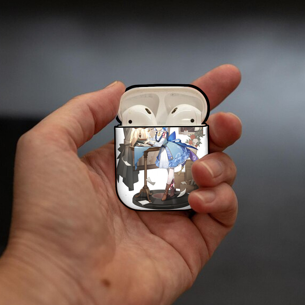 げんし神 神里綾華 神宮寺レン genshin Kamimiya Ren AirPods 第2世代保護ケース ハードシェル ブラック 耐衝撃・防指紋・カラビナ付き