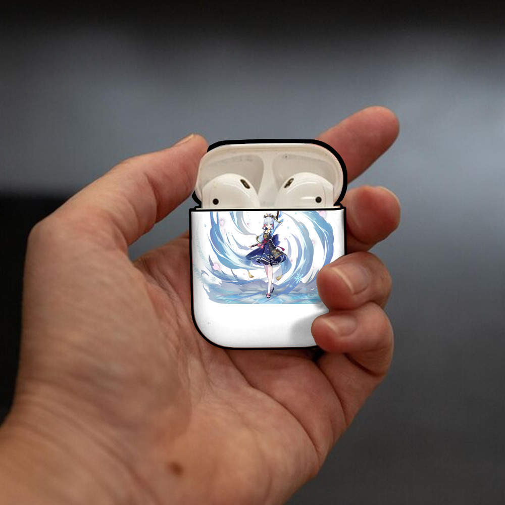 げんし神 神里綾華 神宮寺レン genshin Kamimiya Ren AirPods 第2世代保護ケース ハードシェル ブラック 耐衝撃・防指紋・カラビナ付き