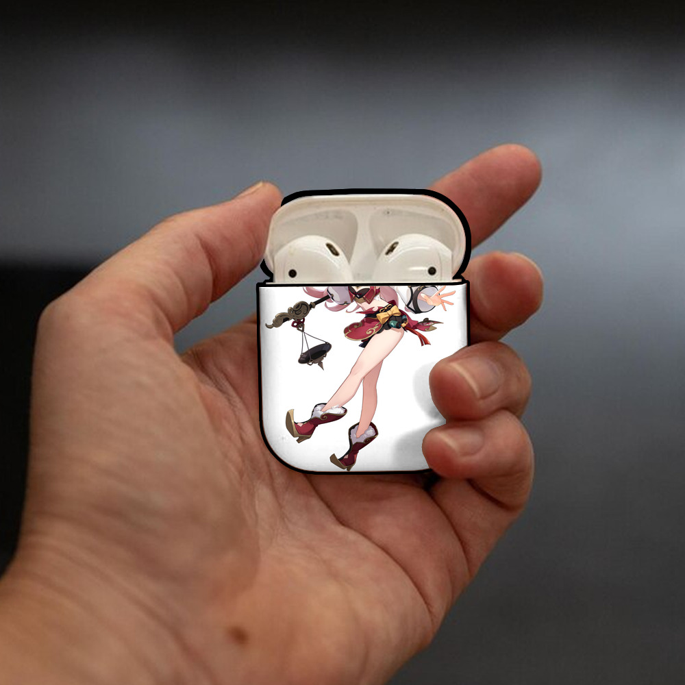 げんし神 ヤンフェイ genshin Yanfei AirPods 第2世代保護ケース ハードシェル ブラック 耐衝撃・防指紋・カラビナ付き