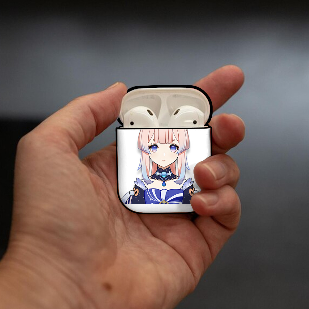 げんし神 珊瑚宮心海 サンゴノミヤ・ココミ genshin Sangonomiya Kokomi AirPods 第2世代保護ケース ハードシェル ブラック 耐衝撃・防指紋・カラビナ付き
