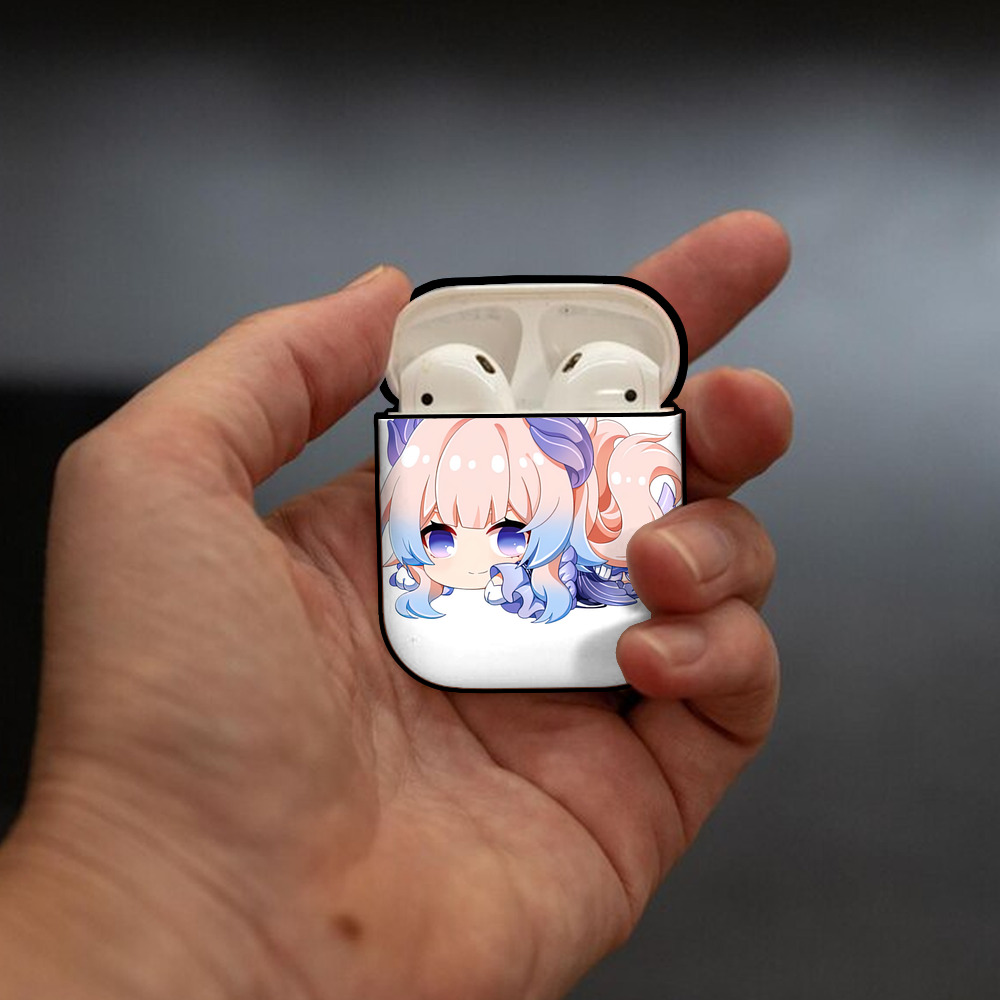 げんし神 珊瑚宮心海 サンゴノミヤ・ココミ genshin Sangonomiya Kokomi AirPods 第2世代保護ケース ハードシェル ブラック 耐衝撃・防指紋・カラビナ付き