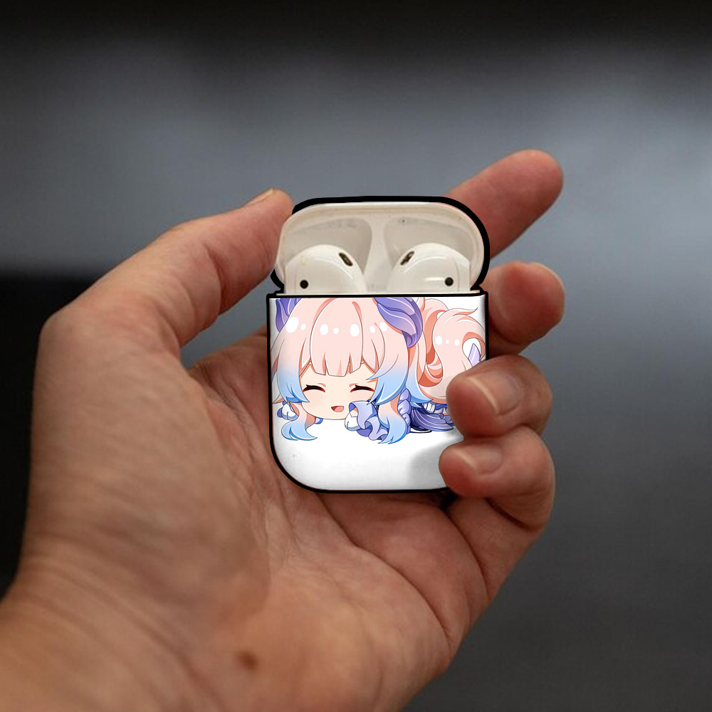 げんし神 珊瑚宮心海 サンゴノミヤ・ココミ genshin Sangonomiya Kokomi AirPods 第2世代保護ケース ハードシェル ブラック 耐衝撃・防指紋・カラビナ付き