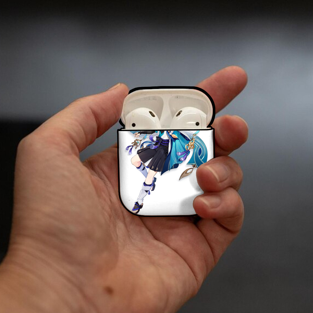 げんし神 さんペい genshin Sanpei AirPods 第2世代保護ケース ハードシェル ブラック 耐衝撃・防指紋・カラビナ付き