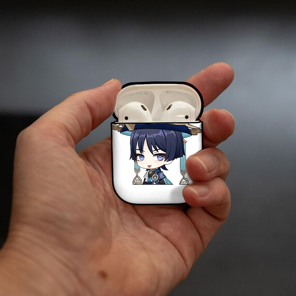 げんし神 さんペい genshin Sanpei AirPods 第2世代保護ケース ハードシェル ブラック 耐衝撃・防指紋・カラビナ付き