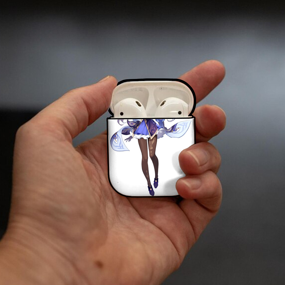 げんし神 刻晴 こくせい genshin Kokusei AirPods 第2世代保護ケース ハードシェル ブラック 耐衝撃・防指紋・カラビナ付き