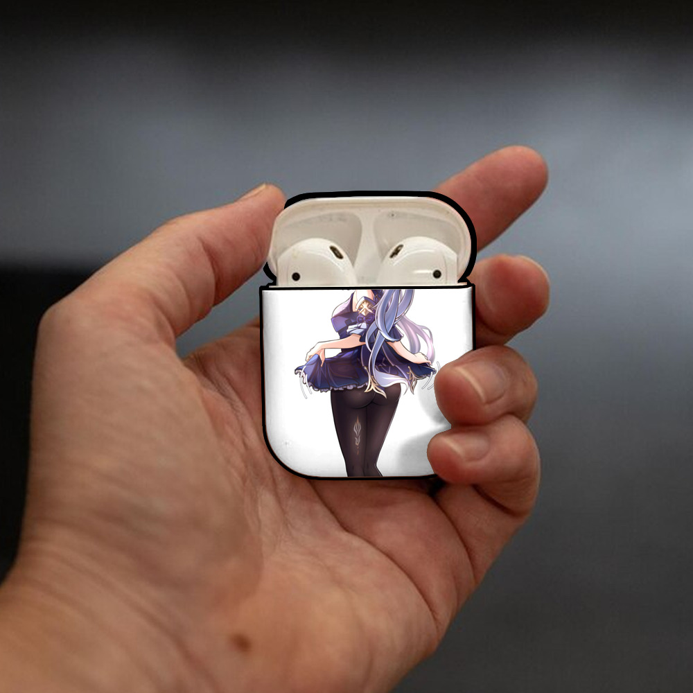 げんし神 刻晴 こくせい genshin Kokusei AirPods 第2世代保護ケース ハードシェル ブラック 耐衝撃・防指紋・カラビナ付き