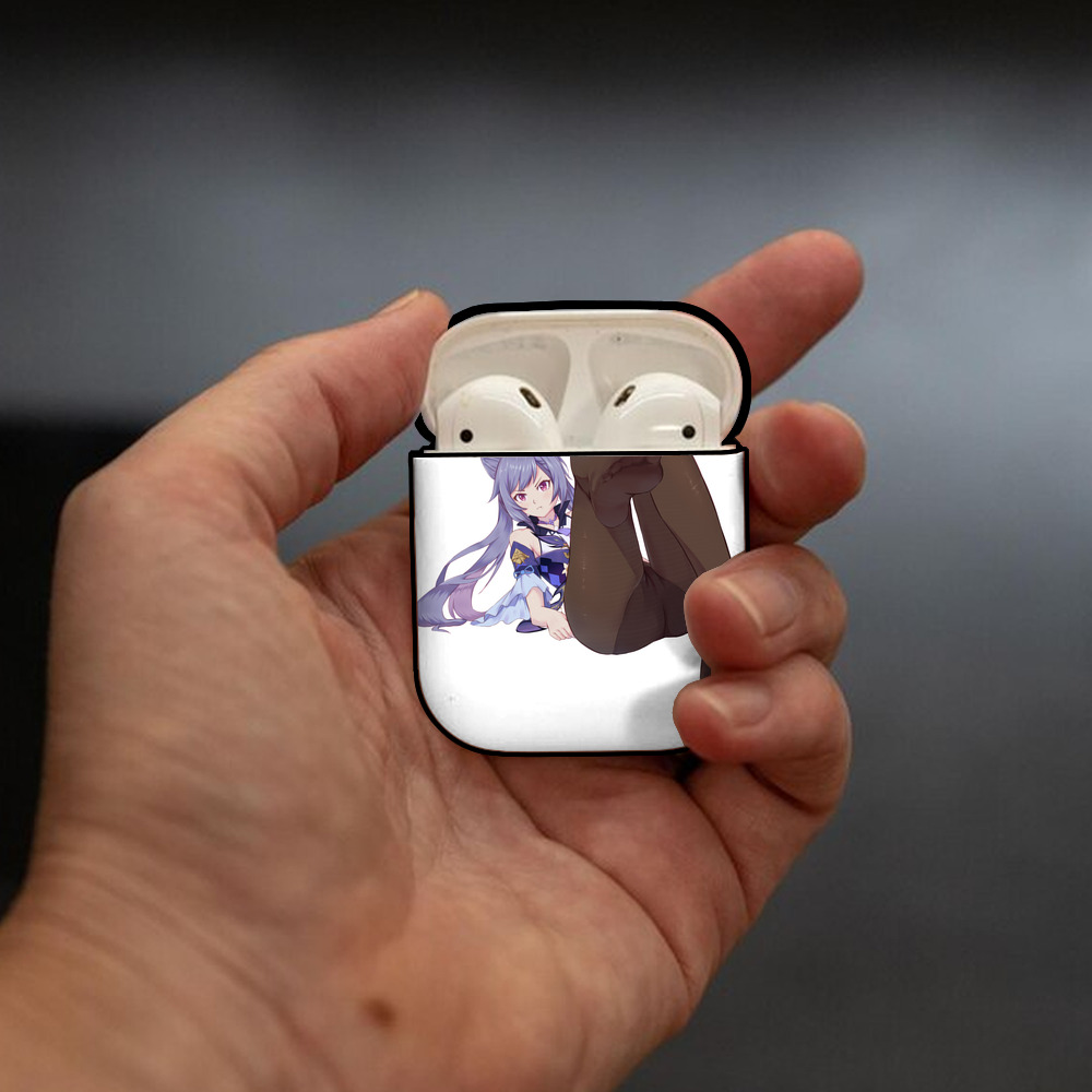 げんし神 刻晴 こくせい genshin Kokusei AirPods 第2世代保護ケース ハードシェル ブラック 耐衝撃・防指紋・カラビナ付き