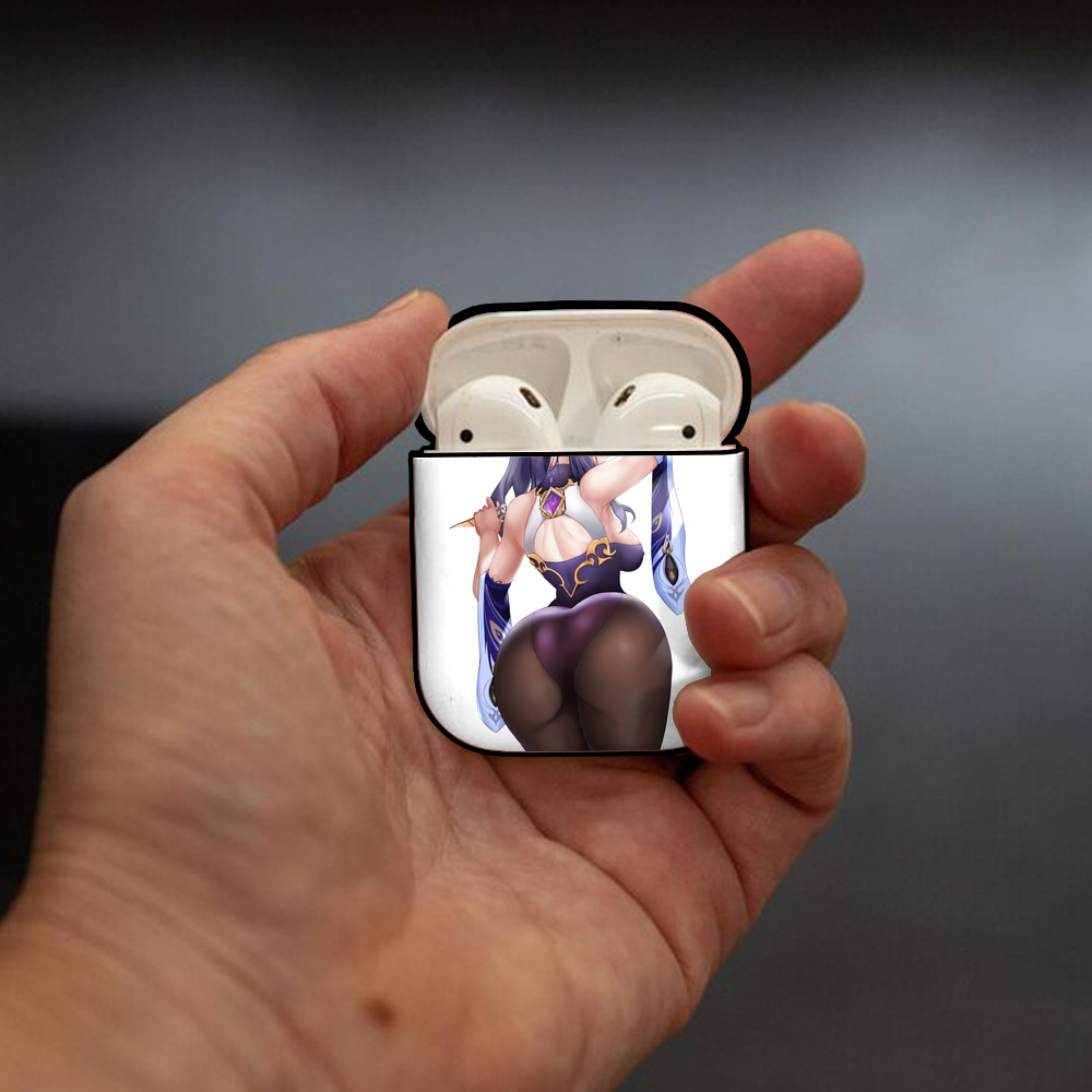 げんし神 刻晴 こくせい genshin Kokusei AirPods 第2世代保護ケース ハードシェル ブラック 耐衝撃・防指紋・カラビナ付き