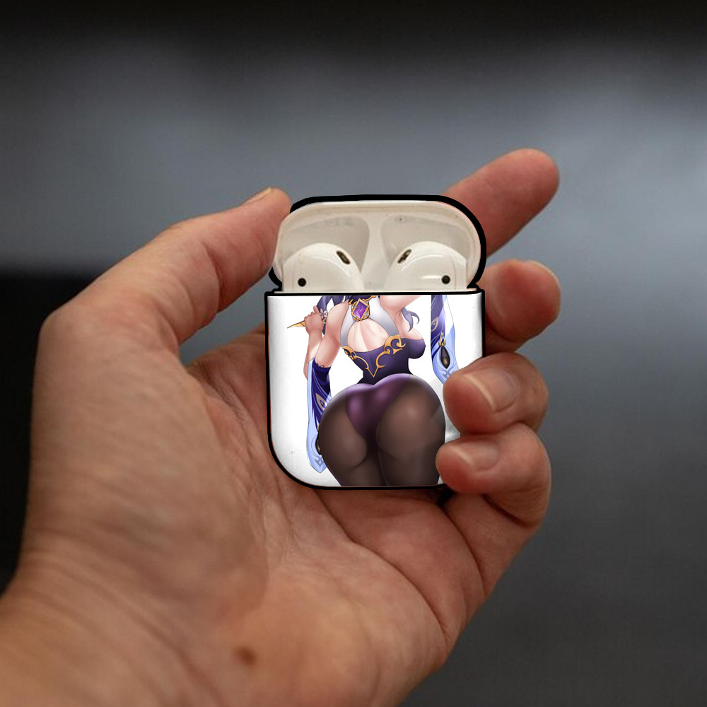 げんし神 刻晴 こくせい genshin Kokusei AirPods 第2世代保護ケース ハードシェル ブラック 耐衝撃・防指紋・カラビナ付き