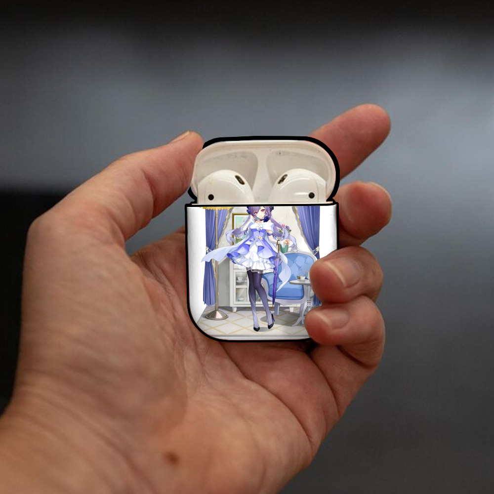 げんし神 刻晴 こくせい genshin Kokusei AirPods 第2世代保護ケース ハードシェル ブラック 耐衝撃・防指紋・カラビナ付き