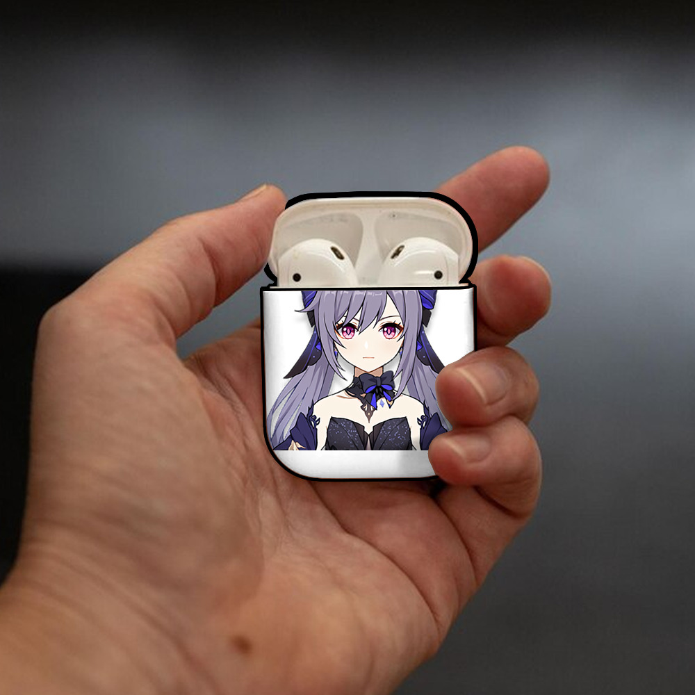 げんし神 刻晴 こくせい genshin Kokusei AirPods 第2世代保護ケース ハードシェル ブラック 耐衝撃・防指紋・カラビナ付き