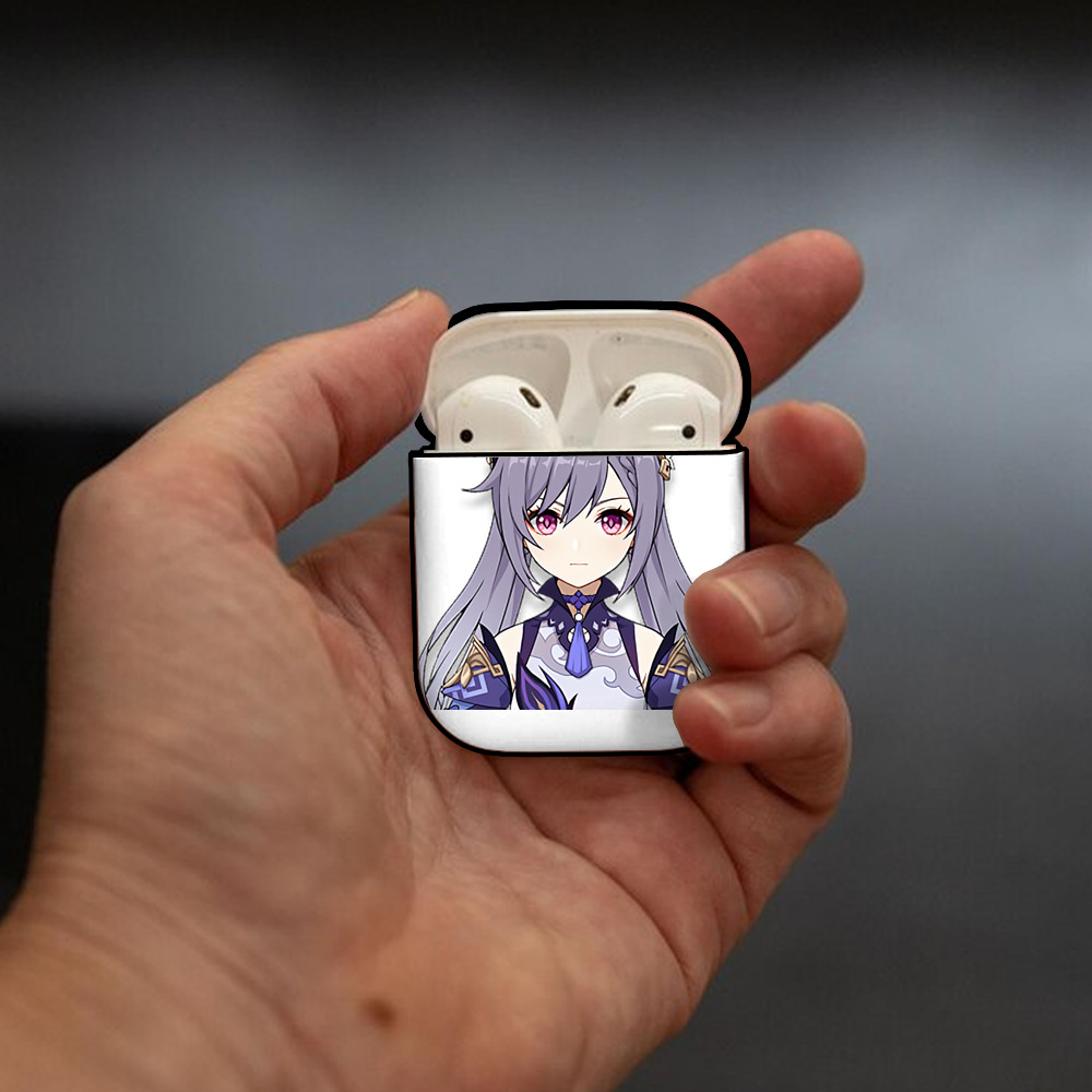 げんし神 刻晴 こくせい genshin Kokusei AirPods 第2世代保護ケース ハードシェル ブラック 耐衝撃・防指紋・カラビナ付き