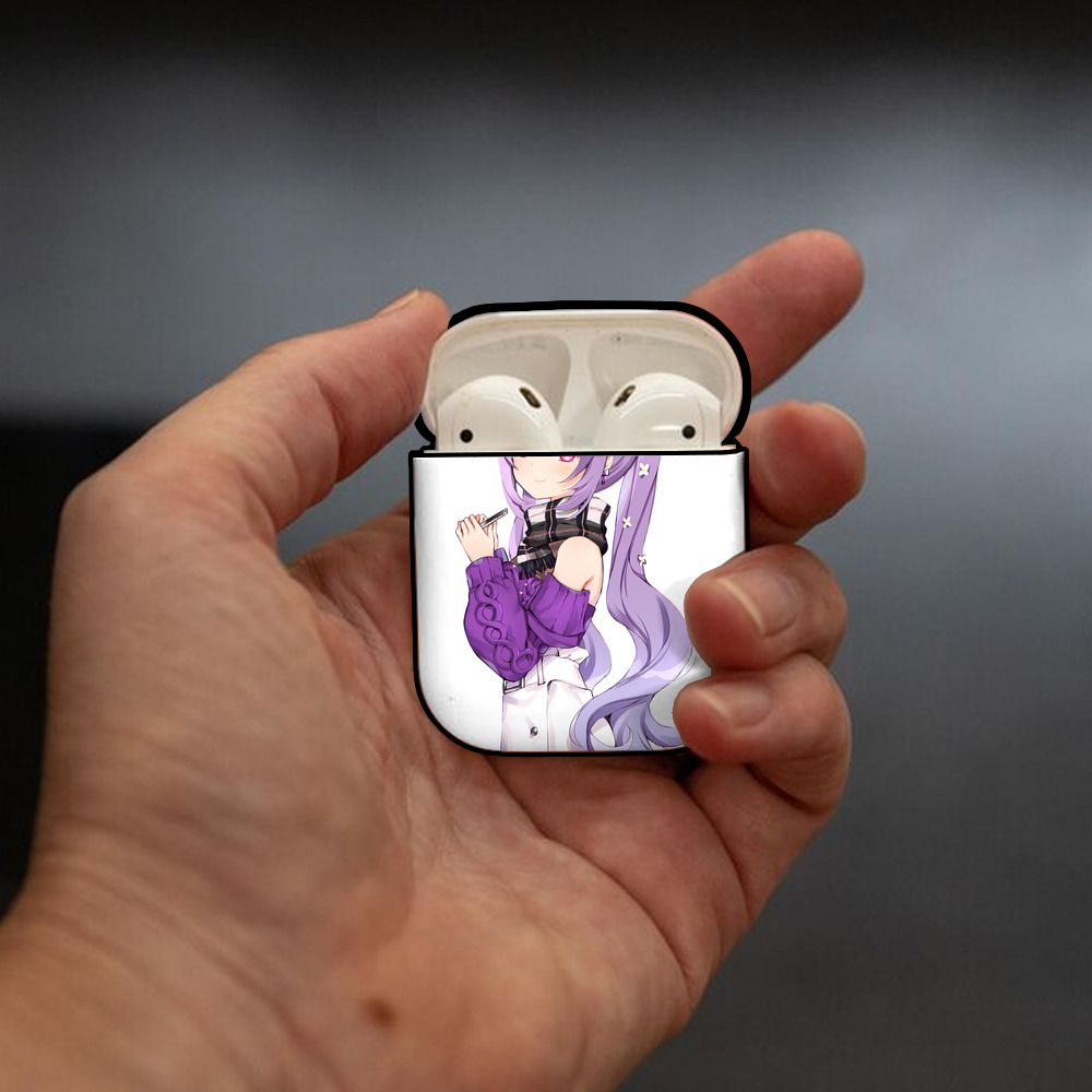 げんし神 刻晴 こくせい genshin Kokusei AirPods 第2世代保護ケース ハードシェル ブラック 耐衝撃・防指紋・カラビナ付き