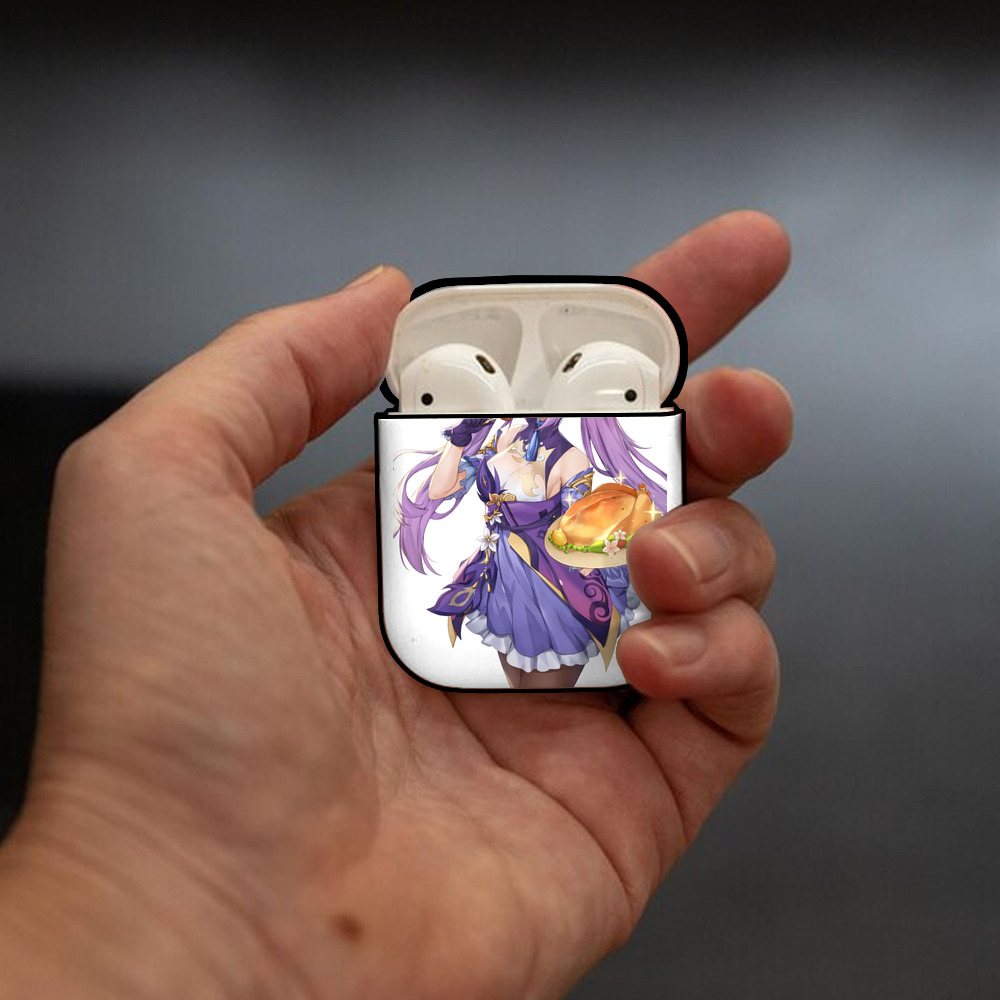 げんし神 刻晴 こくせい genshin Kokusei AirPods 第2世代保護ケース ハードシェル ブラック 耐衝撃・防指紋・カラビナ付き