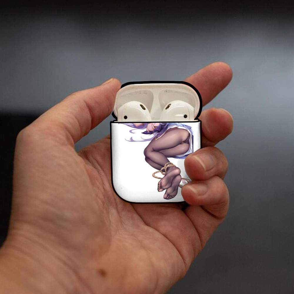 げんし神 刻晴 こくせい genshin Kokusei AirPods 第2世代保護ケース ハードシェル ブラック 耐衝撃・防指紋・カラビナ付き