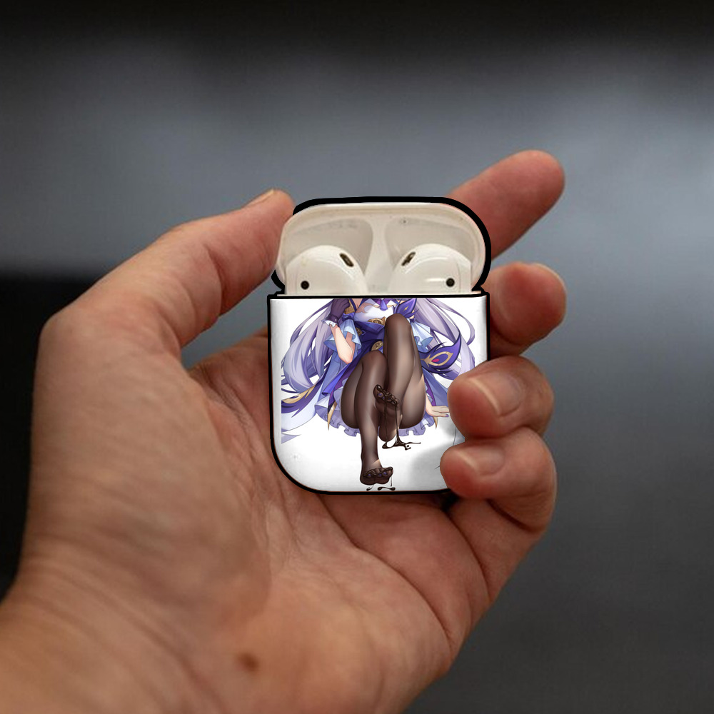 げんし神 刻晴 こくせい genshin Kokusei AirPods 第2世代保護ケース ハードシェル ブラック 耐衝撃・防指紋・カラビナ付き