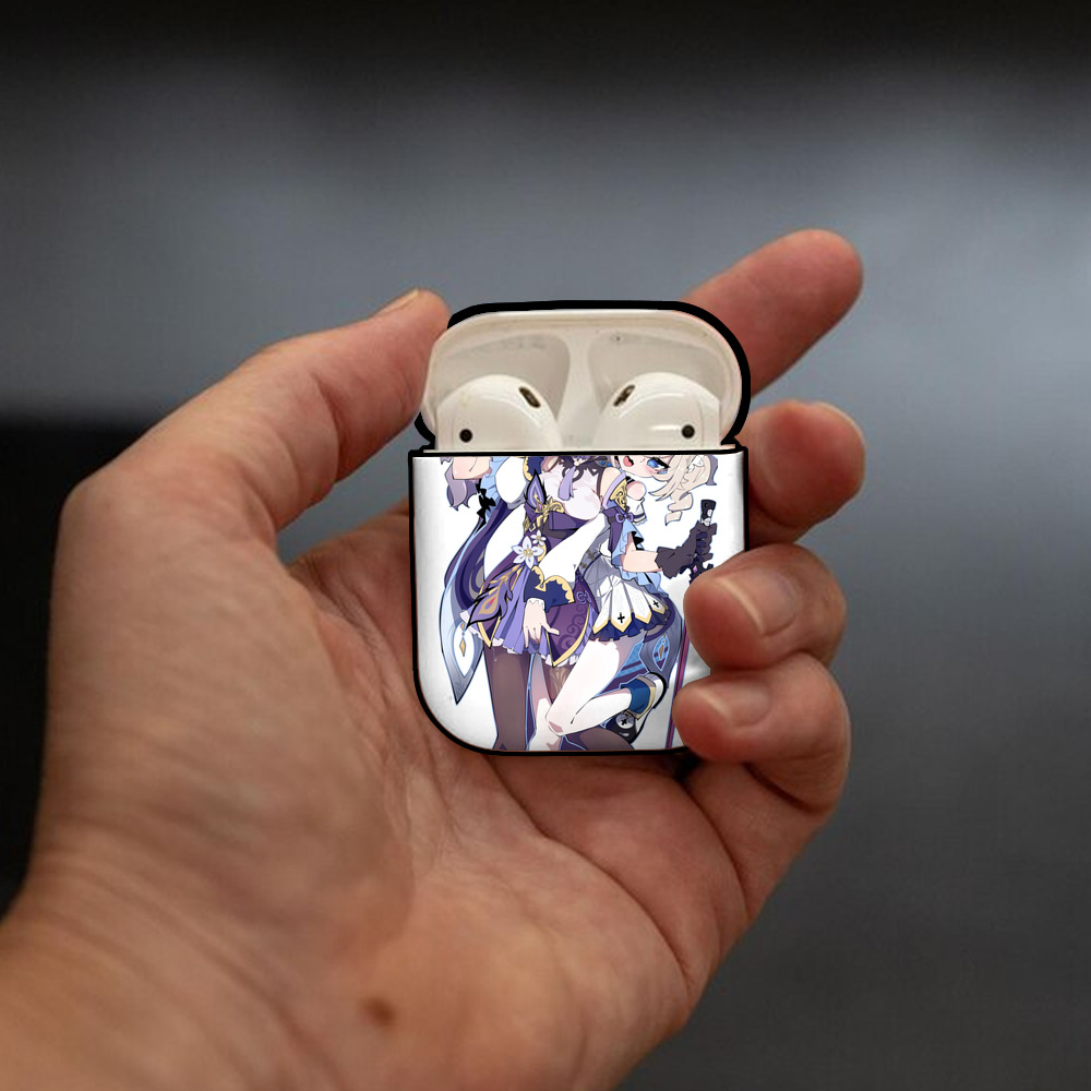 げんし神 刻晴 こくせい genshin Kokusei AirPods 第2世代保護ケース ハードシェル ブラック 耐衝撃・防指紋・カラビナ付き