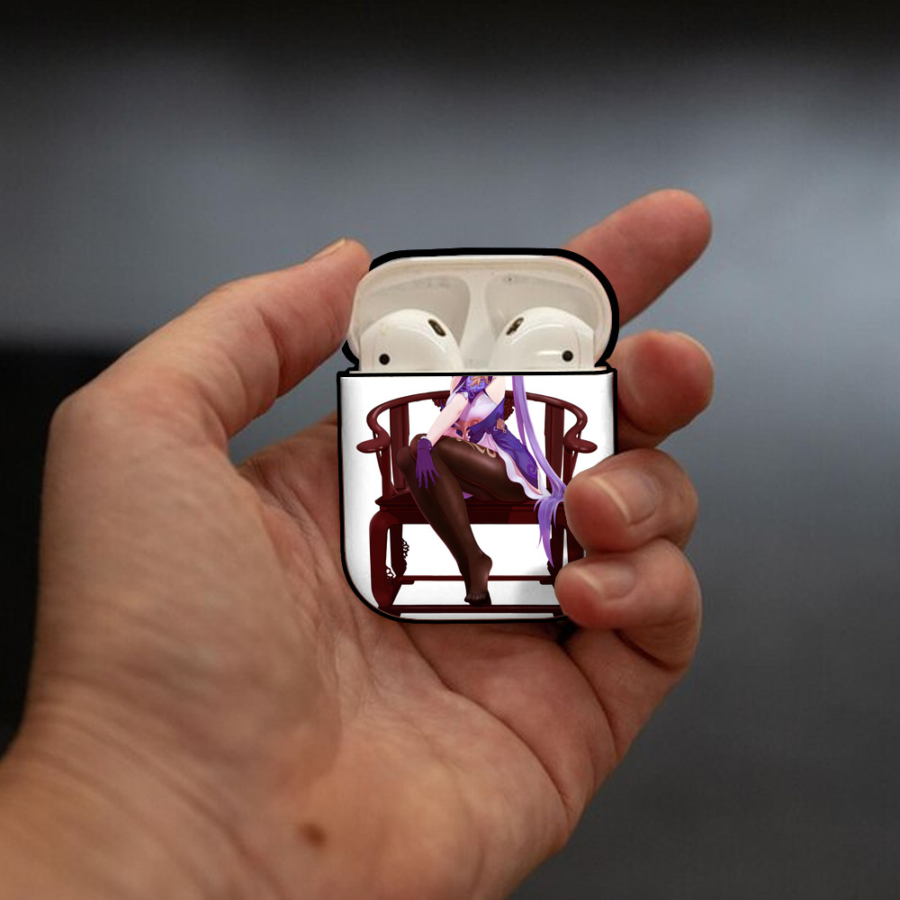 げんし神 刻晴 こくせい genshin Kokusei AirPods 第2世代保護ケース ハードシェル ブラック 耐衝撃・防指紋・カラビナ付き