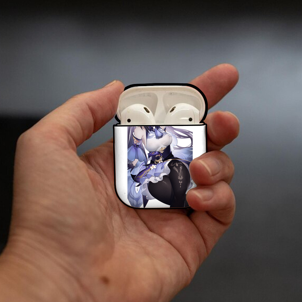 げんし神 刻晴 こくせい genshin Kokusei AirPods 第2世代保護ケース ハードシェル ブラック 耐衝撃・防指紋・カラビナ付き