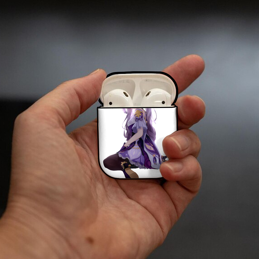 げんし神 刻晴 こくせい genshin Kokusei AirPods 第2世代保護ケース ハードシェル ブラック 耐衝撃・防指紋・カラビナ付き