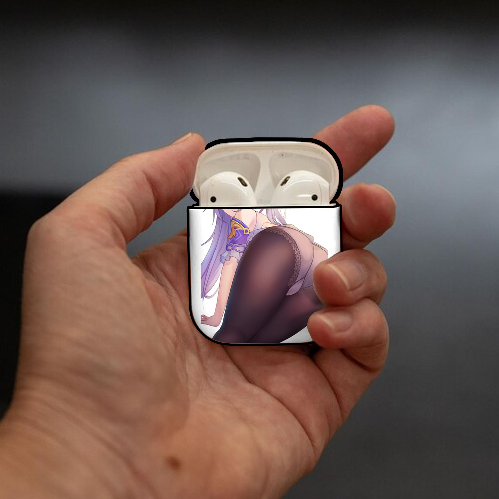 げんし神 刻晴 こくせい genshin Kokusei AirPods 第2世代保護ケース ハードシェル ブラック 耐衝撃・防指紋・カラビナ付き